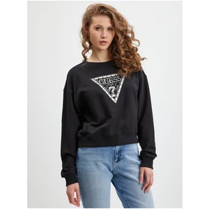 Black Womens Sweatshirt Guess Crystal - Women