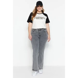 Trendyol Curve Gray High Waist French Leg Jeans