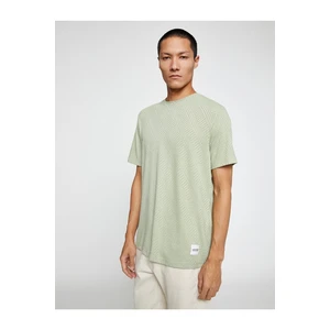 Koton Basic Jacquard T-Shirt, Crew Neck Short Sleeved