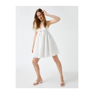 Koton Strapless Mini Dress with Tie Detail Cotton.