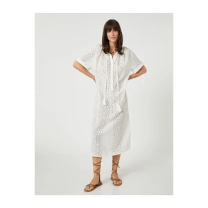 Koton Long Shirt Scalloped Dress With Short Sleeves