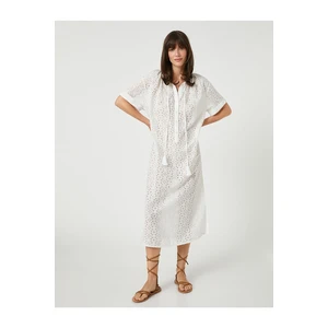 Koton Long Shirt Scalloped Dress With Short Sleeves