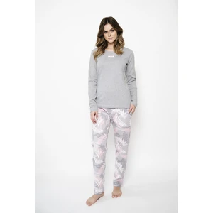 Aloe women's pajamas long sleeves, long legs - melange/print