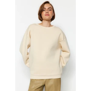 Trendyol Stones Oversize/Comfortable fit Basic Crew Neck Thick/Fleece Knitted Sweatshirt