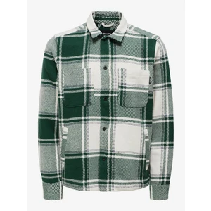 Green Men's Plaid Shirt Jacket ONLY & SONS Mace - Men