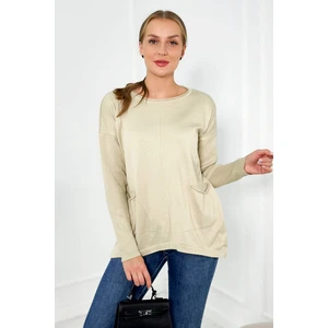 Sweater with front pockets beige