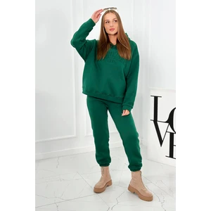 Insulated cotton set, sweatshirt + trousers Brooklyn dark green