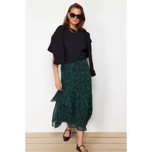 Trendyol Green Animal Patterned Woven Skirt With Lining