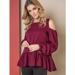 Blouse ONE revealing shoulders burgundy