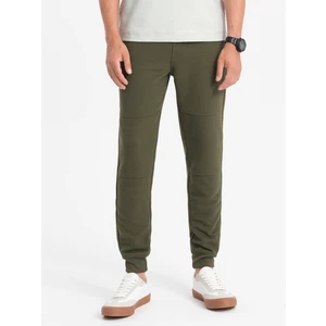 Ombre Men's ottoman fabric sweatpants - dark olive green