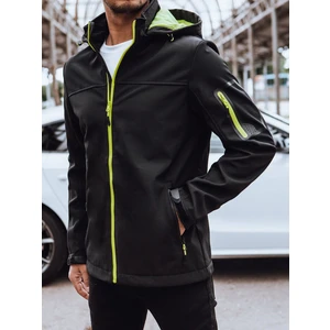 Men's softshell jacket with hood, black Dstreet