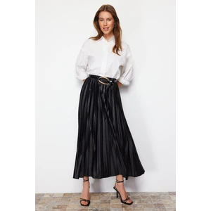 Trendyol Black Pleated Woven Skirt