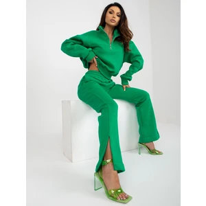 Green tracksuit basic set with short sweatshirt