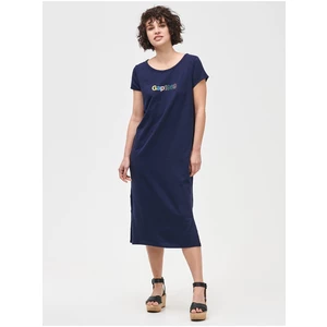 Modré dámské šaty GAP Logo 1969 slub midi dress