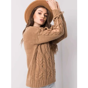 Camel sweater with braids