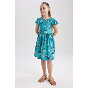 DEFACTO Girl Patterned Short Sleeve Combed Cotton Dress