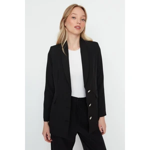 Trendyol Black Woven Lined Double Breasted Closeup Blazer Jacket