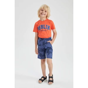 DEFACTO Boy Tie Waist Palm Print Bermuda Shorts