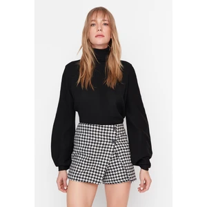 Trendyol Black Houndstooth mintás szőtt rövid szoknya