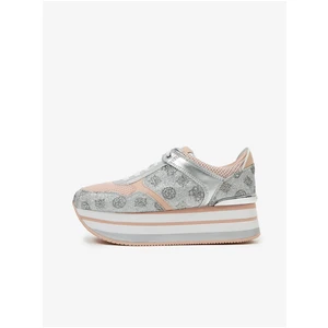 Women's Patterned Platform Sneakers in Guess Silver - Women