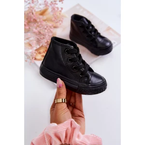 Kids Leather High Sneakers Black Marney
