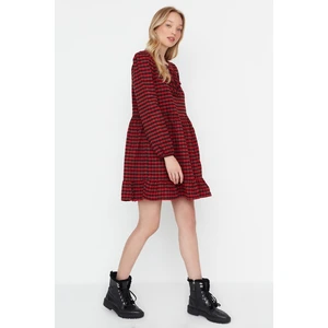 Trendyol Red Plaid Tie Detailed Dress