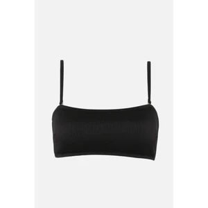 Trendyol Black Textured Bandeu Bikini Top