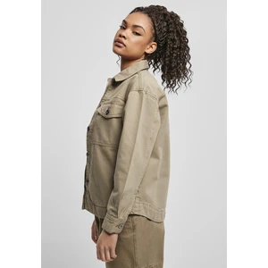 Ladies Oversized Shirt Jacket Khaki