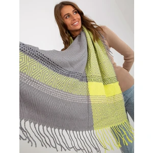 Gray and yellow women's knitted scarf