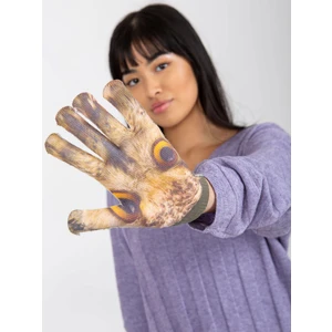 Orange women's gloves with print