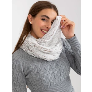 White-brown warm scarf made of faux fur