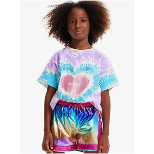 White and purple girly batik T-shirt Desigual Hippie - Girls