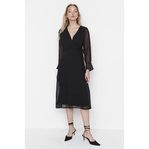 Trendyol Black Double Breasted Collar Dress