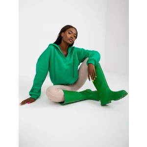 Basic green V-neck sweatshirt