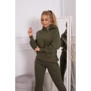 Insulated set with turtleneck and hood in khaki color