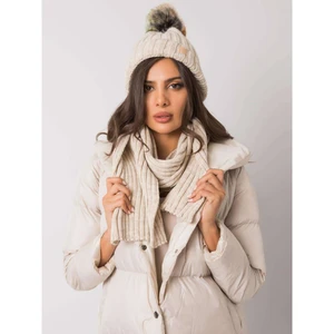 RUE PARIS Beige winter set, hat and scarf