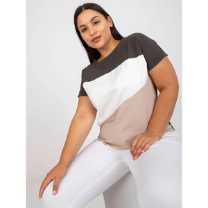 Khaki-beige classic plus size cotton t-shirt