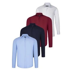 QUAD SET G726 DEWBERRY SHIRT-WHITE-NAVY BLUE-BURGUNDY-BLUE