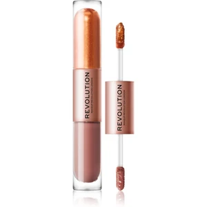 Makeup Revolution Double Up tekuté očné tiene 2 v 1 odtieň Luminous Bronze 2x2,2 ml