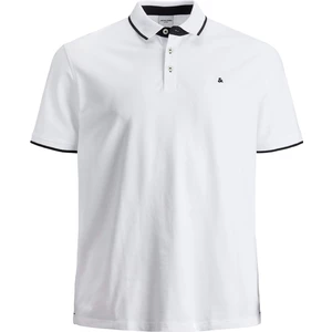 Jack&Jones PLUS Pánské polo triko Slim Fit JJEPAULOS 12143859 White XXL