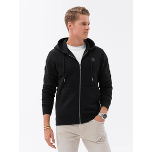 Ombre Unbuttoned men's HOODIE sweatshirt in a pleasant knit fabric - black