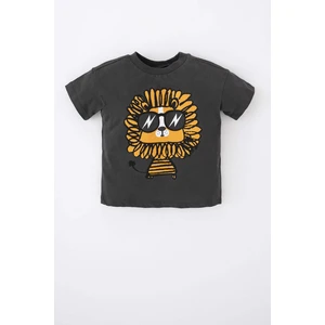 DEFACTO Baby Boy Regular Fit Crew Neck Animal Patterned Short Sleeve T-Shirt