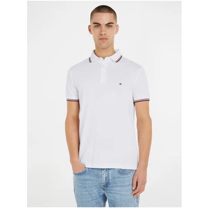 White Mens Polo T-Shirt Tommy Hilfiger 1985 Tipped Slim - Men