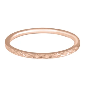 Troli Pozlacený minimalistický prsten z oceli s jemným vzorem Rose Gold 62 mm