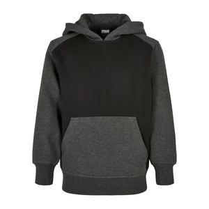 Boys' two-tone fake raglan hood with hood black/charcoal