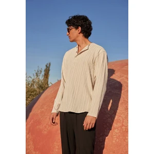 Trendyol Ecru Relaxed Fit Linen Content Shirt