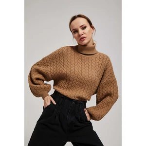 Turtleneck sweater with puff sleeves