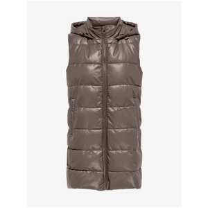 Women's Brown Quilted Faux Leather Vest ONLY New Anja - Women