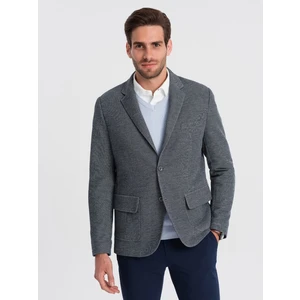 Ombre Men's jacket with elbow patches - navy blue