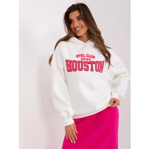 Women's cotton sweatshirt Ecru with hood